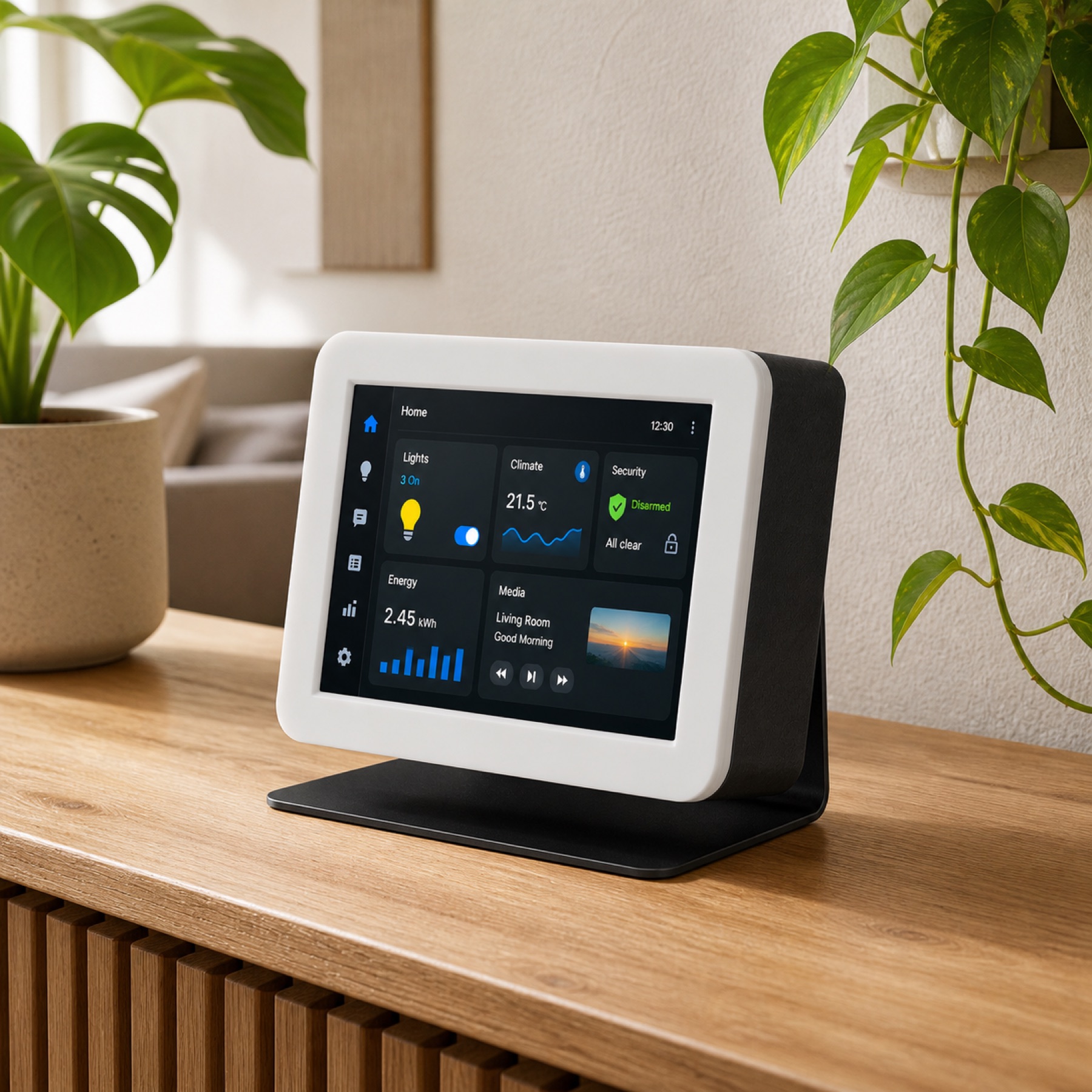 5-inch Home Assistant Kiosk Server: tabletop lifestyle l bracket